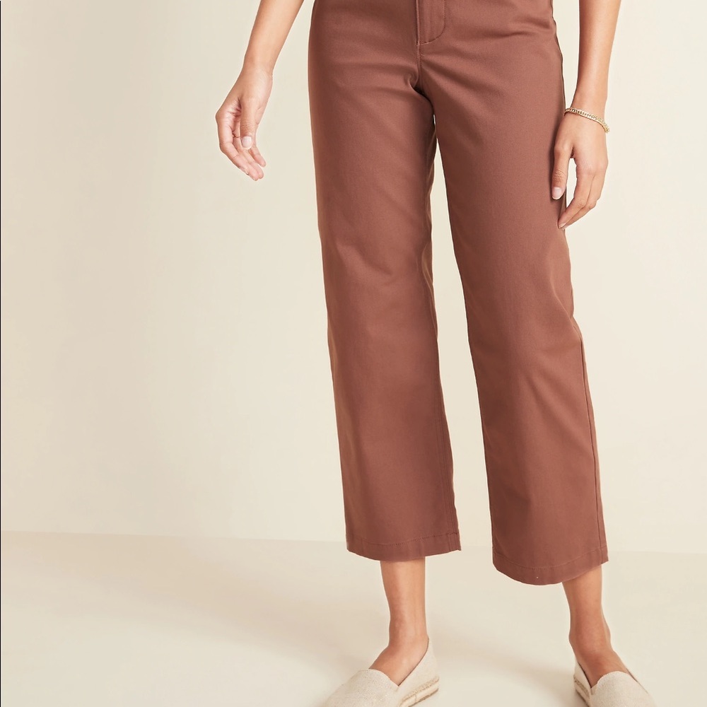 High Waisted Slim Wide-Leg Chinos in Sedona